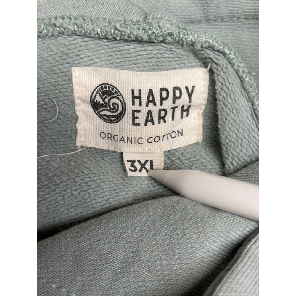 Happy Earth Organic Cotton Ridge Pullover Hoodie Sage Green Tan 3XL - Picture 2 of 8